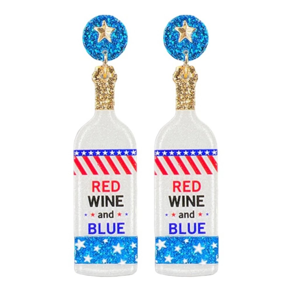 4th of July Earrings Red Wine & Blue NEW